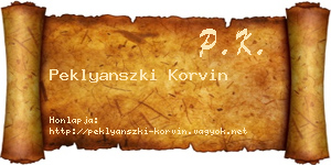 Peklyanszki Korvin névjegykártya
